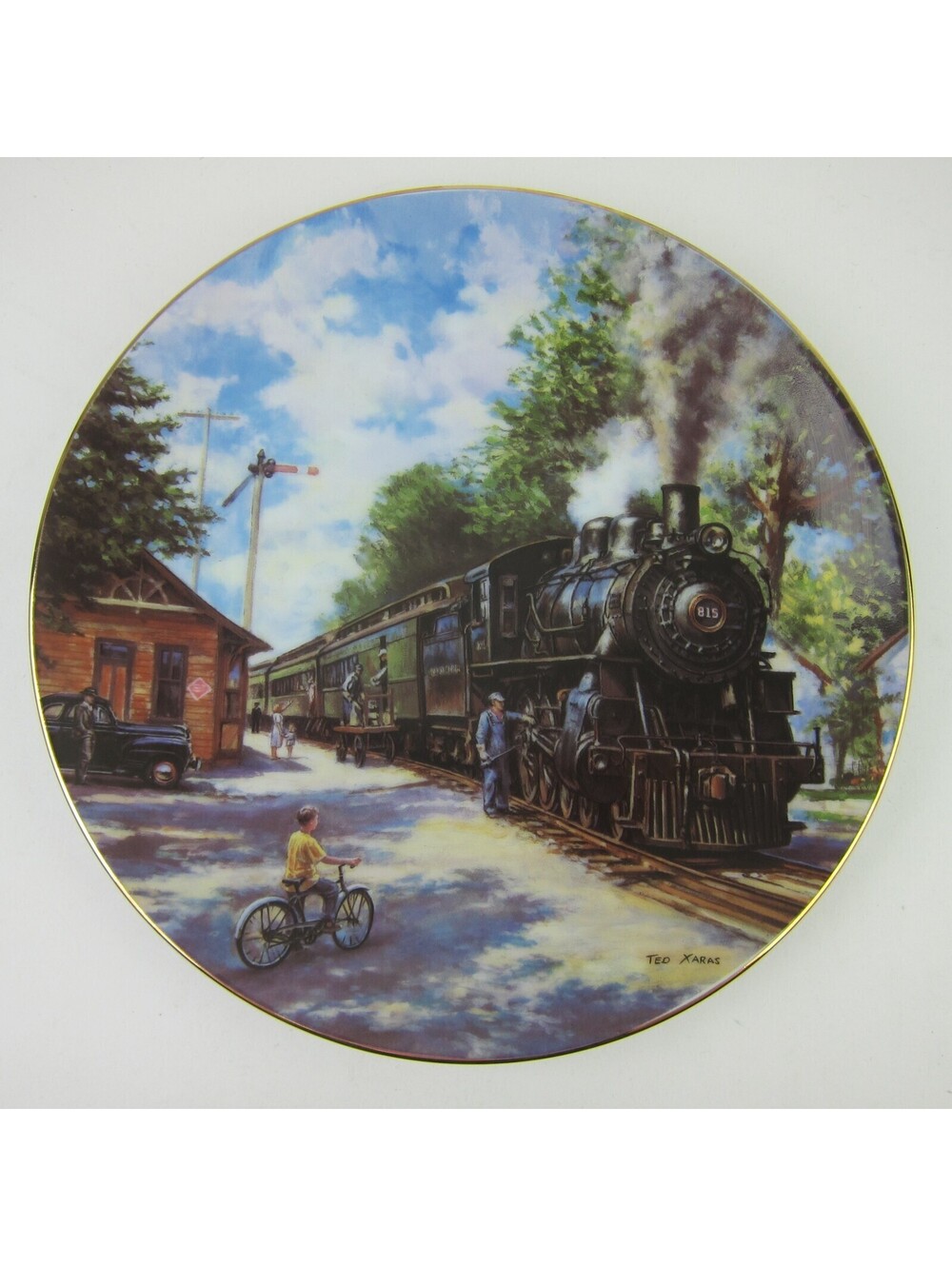 Collectible Plate Train Locomotive The Morning Local Ted Xaras 8.5" Vintage
